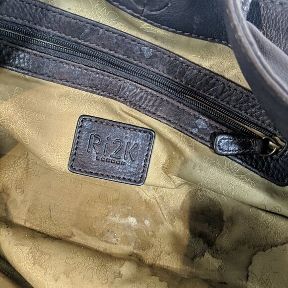 Ri2K Leather Dark Brown Gold Shoulder Purse Bag Adjustable Strap Y2K - Picture 12 of 15